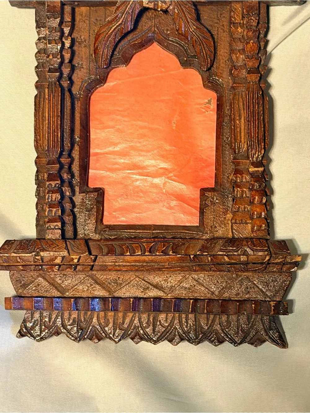 Vintage Hand Carved Wood Picture Frame Tramp Art Style Folk Art Ornate Art